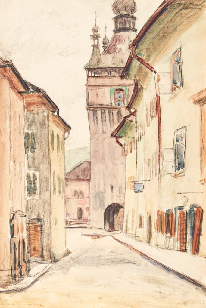 Peisaj citadin. Stradă din Sighișoara